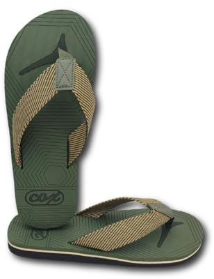 COX Argo Ciabatte Mare in Gomma, Infradito Uomo Estive per Piscina, Casa e Spiaggia, Flip Flop Estate in Tessuto (Verde, Sistema Taglie Calzature EU, Adulto, Uomo, Numero, Media, 40)