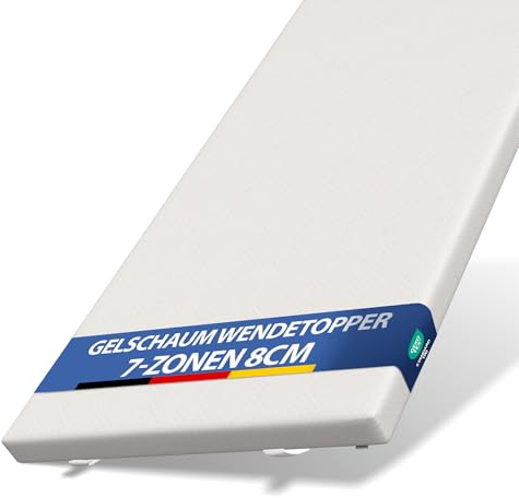 hERZtal Matratzentopper 5, 6 & 8cm – 7-Zonen Memory-Schaum Matratzenauflage – Atmungsaktiv, Druckentlastend – Waschbarer Bezug, Eckgummis, Oeko-TEX (160x200 cm, 8 cm Kombi Visco/Komfortschaum H2/H3)