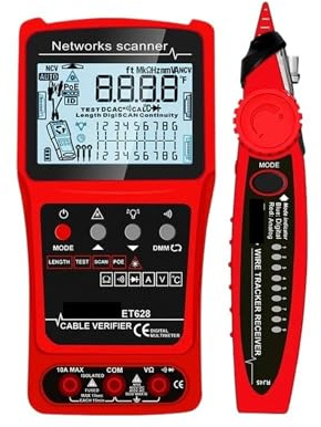Tester di Rete, Tester for cavi LAN, localizzatore visivo di guasti, multimetro, mappatura, POE, RJ45, rete