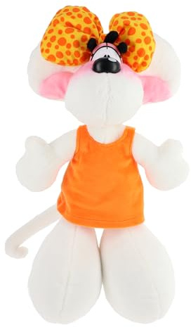 Diddl - Plüschtier Diddlina im orangefarbenen Kleid, 30 cm – Plüschmaus 90er Jahren – süßes Vintage-Plüschtier – 100% recycelt und umweltfreundlich – weiches Spielzeug, Geschenkidee für Kinder & Fans