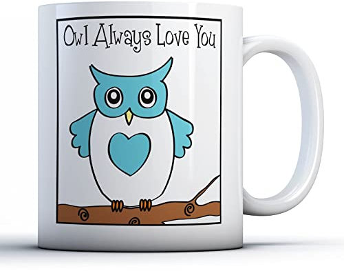 Finger prints - Decorative Writing Owl Always Love You - Printed Mug, Ceramic, 11fl.oz.