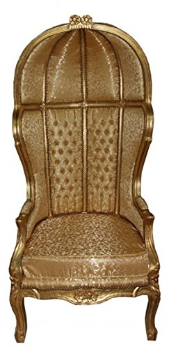 Casa Padrino Barock Thron Sessel Victory Gold Muster/Gold - Balloon Chair -Thron Stuhl Tron