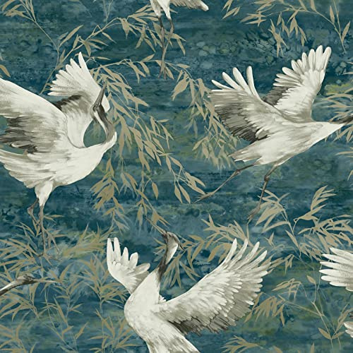 Patagonia Sarus Cranes Wallpaper Teal Green Holden 36103 - Birds - Paste The Wall