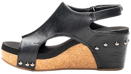 Corkys Footwear Womens Carley Wedges, Featuring Corkys EVA Foam Cushioned Insoles, A 2.5 Inch Heel, Lightweight For All Day Wear, And Hook And Loop Closure, Black - Size 9