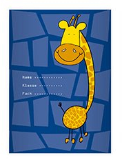 Kartenkaufrausch 2 Lustige DIN A5 Schulhefte, Rechenhefte mit fröhlicher Giraffen auf blau Lineatur 7 (Kariertes Heft)