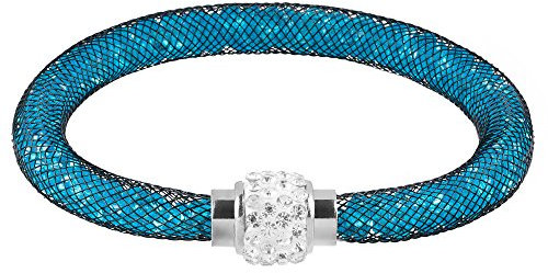 Mianova Damen Armband Armreif Stardust mit Kristallen Glitzerkugel und Magnetverschluß Azurblau