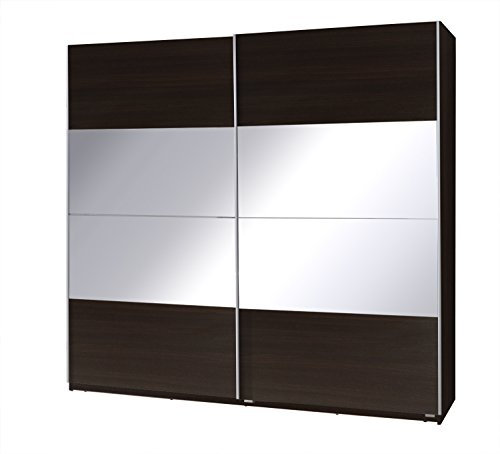 Kleiderschrank mit Spiegel Schrank Garderobe Zweitürenschrank Schwebetürenschrank Schwebetüren 2-Türig Corse II (Wenge)