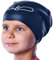 Cuffia Piscina Bambini Capelli Lunghi – Silicone Morbido Impermeabile – Non Tira, Non Bagna – Per Ricci, Trecce, Afro – Facile da Indossare (Nero M)
