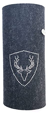 zigbaxx Weinkühler/Flaschenkühler mit EDELWEISS oder HIRSCH, dekorative Flaschen-Hülle/Kühl-Manschette für Wein- und Sektflaschen aus 100% Woll-Filz,Applikation aus Strass & Studs - Geschenk