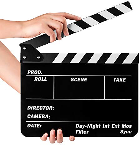 Fotover Video Szene Clapperboard Movie Filmklappe Dry Erase Slate for Director Film Movie Cut Action,Schwarz
