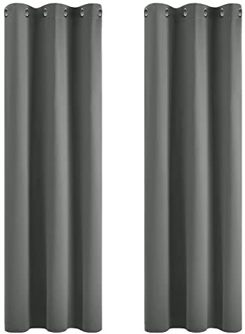 Deconovo Curtains Thermal Insulated Blackout Curtains Blackout Material Eyelet Curtains for Windows Light Grey 42 x 95 Inch 2 Panels