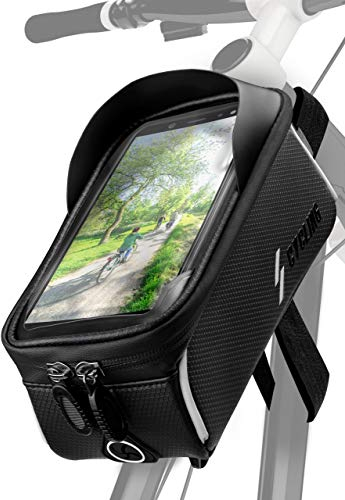ONEFLOW Premium Handyhalterung Fahrrad Rahmentasche Wasserdicht für alle Samsung Serien | Handyhalter Fahrrad Tasche Rahmen Halterung mit Smartphone Touchscreen Sichtfenster, Schwarz