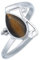 mantraroma Damen Ring Silber mit Stein Tigerauge Edelstein braun schlicht groß modern