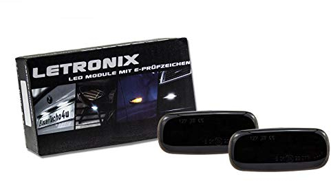 LETRONIX LED Seitenblinker Blinker Module Smoke Schwarz geeignet für A2 8Z / A3 8L Facelift / A4 B5 Facelift / A6 C5 / A8 D2 Facelift/TT 8N mit E-Prüfzeichen