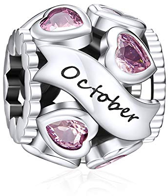 NINGAN Charms in argento 925 Ottobre pietra natale perline adatto per braccialetti da donna regalo di giorno festivo
