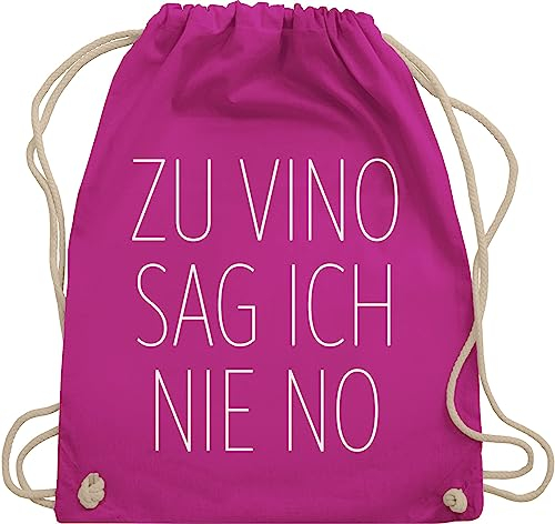 Shirtracer Turnbeutel Rucksack - Sprüche Statement mit Spruch - Zu Vino sag ich nie No weiß - Unisize - Fuchsia - beutel+rucksack+mit+sprüchen sprueche wein beutel sprüchen spruechen alki stoffbeutel