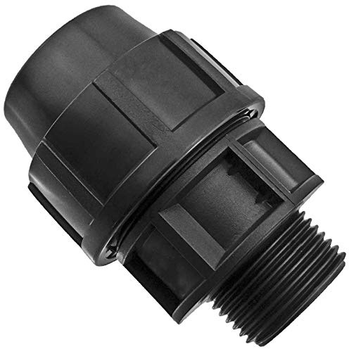 MegaHaustechnik Übergang 32 x 1 1/4“AG PP-Fitting Klemmverbinder für PE-Rohr-Außendurchmesser 32mm, mit 1 1/4 Zoll Außengewinde, Trinkwasser geeignet, Druck 16 Bar, schwarz