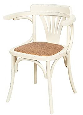 Biscottini Esszimmerstühle Holz landhausstil möbel 77x42x45 cm - Küchenstühle Holz - Rattanstühle esszimmermöbel Vintage - Bistrot Rattan Stuhl - Retro küchenmöbel - Esstisch stühle