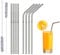 Lot de 10 pailles réutilisables en métal de 216 mm en acier inoxydable respectueux de l'environnement pour cocktail, milkshake, boissons froides/chaudes (4 droites + 4 pliées + 2 nettoyants) sans BPA