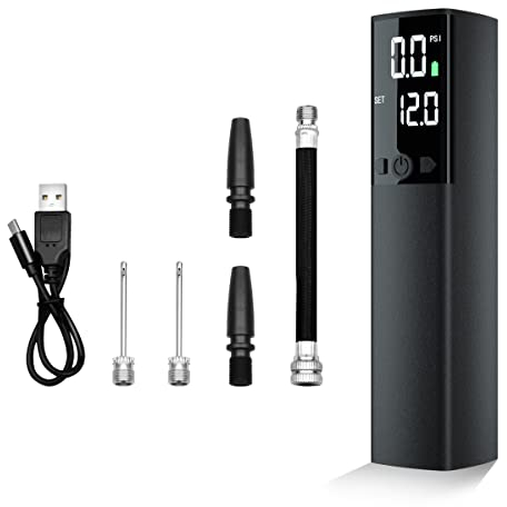 Zinlyn Electric Ball Pump,Smart Air Pump Portable Fast Inflation with Accurate Pressure Gauge and Digital LCD Display for Football Basketball Volleyball Rugby Swimming Ring(2 Needle 2 Nozzle)