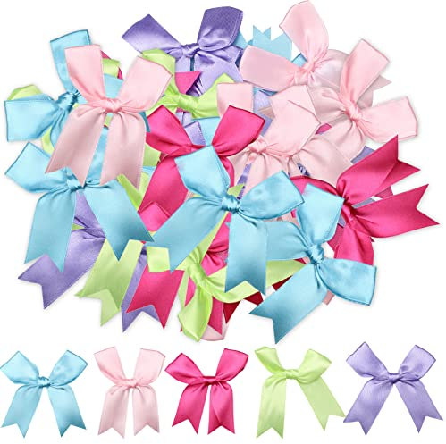 inodiref 40 Stücke Satinband Schleifen Selbstklebend Schleifen Mehrfarbig Deko Schleifen für Nähen, Scrapbooking, Hochzeit Deko, Karten, DIY Basteln, Haar bogen Hut, Geschenk