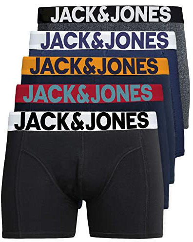 JACK & JONES Herren Unterhosen 5er Set Pack Männer Boxershorts Weiss schwarz blau grau Trunks 12204864 (S, 5er Pack Mix 8)