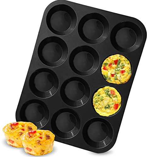 Walfos Silicone Muffin Pan 12 Cups Nonstick Cupcake Pans,Silicone Baking Molds, Non-Stick Muffin Cupcake Tin,BPA Free 100% Food Grade