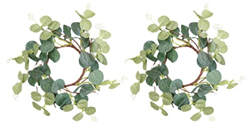 Cabilock Ornament Künstliche Eukalyptusgirlande 2 Stücke Mini Osterkranz Kerzenringe Dekokranz Frühlingskranz Künstlicher Blumenkranz Kerzenhalter Osterdeko für Ostern Party Dekoration