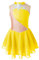 iEFiEL Mädchen Eiskunstlauf Kleid Glitzer Ballettkleid Ärmellos Ballettanzug Ballett Trikot Body mit Strass Wettbewerb Kostüm Gymnastikanzug Yb Gelb 122-128