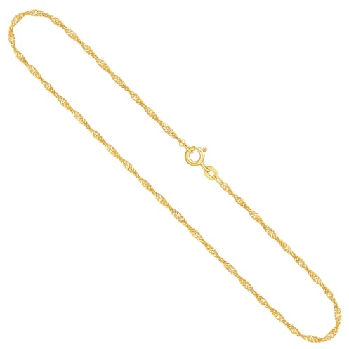 EDELIND Goldkette Damen Herren 585 Echtgold - Singapurkette - 14k Halskette mit Geschenkbox