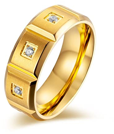 Ring Edelstahl Herren, Men Ring 60 (19.1) Ring Mann Gold 8Mm Schmuck Ringe