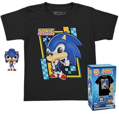 Funko Pocket POP! & Tee: Sonic - Für Kinder - Beflockt L - Sonic The Hedgehog - T-Shirt - Kleidung Mit Vinyl-Minifigur Zum Sammeln - Geschenkidee - Spielzeug Und Kurzärmeliges Top Für Erwachsene