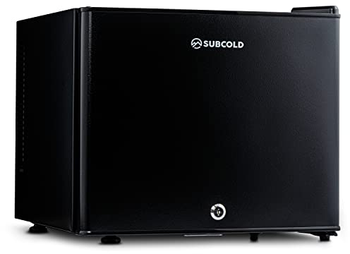 Subcold Aire20 LED Mini Fridge | 20L Small Table Top Model | Quiet mini fridge for Bedrooms & Hotels | Lockable with Solid door & interior LED light (Black) (Renewed)