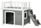 Pawhut Casetta per Cani di Piccola e Media Taglia con Terrazza, Scaletta e Finestra,121x77x78cm, Grigio chiaro