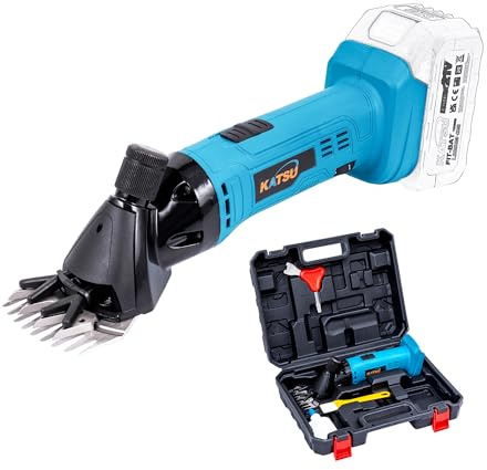 KATSU FIT-BAT 21 V Akku-Schafschere Schermaschine mit 6 Geschwindigkeiten, Pflegegerät für Nutzviehbedarf zum Rasieren von Fellwolle bei Schafen, Ziegen und schmutzigen Rindern, ohne Akku