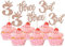 SYKYCTCY 24 Pack Happy 3rd Birthday Cupcake Toppers Glitter Third Birthday Cupcake Picks Crown Three Birthday Cake Decorations for Baby Shower Anniversary Party Supplies Rose Gold