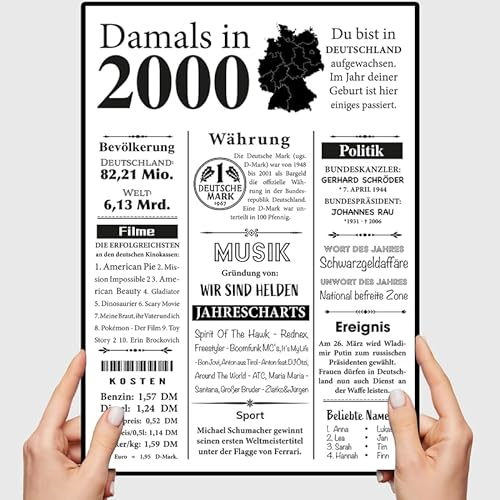 VP-DSGN Geburtstag - 2000 - Bild Plakat Zeitungsartikel Fakten zum Jahrgang - Deko Geschenkideen zum Geburtstag, Mann Frau - damals in - Poster