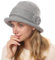Huakunda Damen Strickmützen Gefüttert Winterhut Warm Vintage Floral Knit Beaniemütze Elegant Frauen Bucket Hüte für 55-60 cm (Hellgrau)