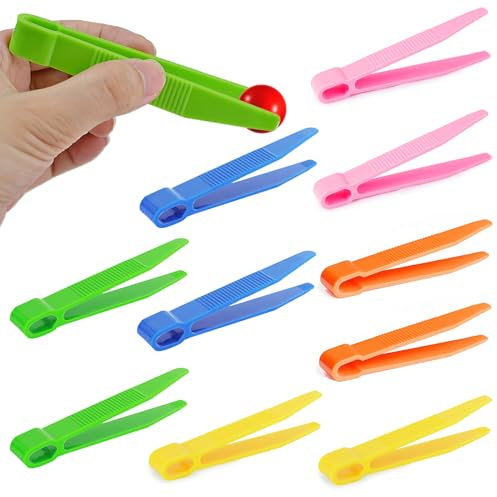 Pinzette di plastica per bambini per bambini, 10 Pz Colorato pinzette giocattolo pinzette plastica bambini per abilità motorie fini pinzette colorat per ordinare e contare artigianato fai da te