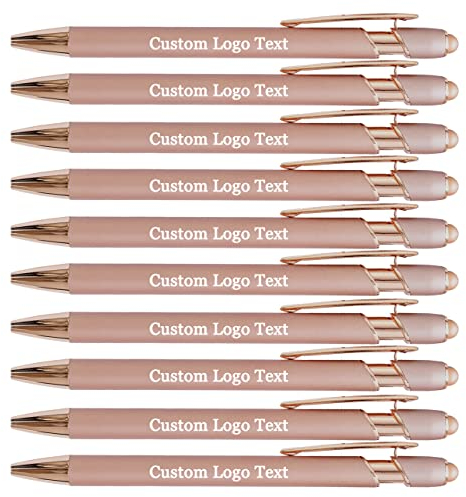HEYZARDA Kugelschreiber mit Gravur Namen Text Logo für Büro Schule Business Stift Roségold, 50 Stück