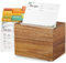 DRASTAR Rezeptkartenbox, Akazien-Rezepthalter, 10 x 15 cm, Rezept-Organizer mit 50 Karten und 6 Trennwänden, Karteikarten-Box, Holzkiste für Küchenarbeitsplatte