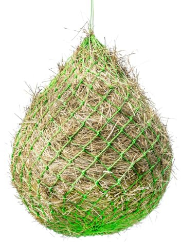 Equinate Heunetz Balenet mit Aufhängeringen engmaschig Grün 5 x 5cm - Verlängert die Fresszeit - Füllmenge ca. 5kg Heu - Robustes Futternetz