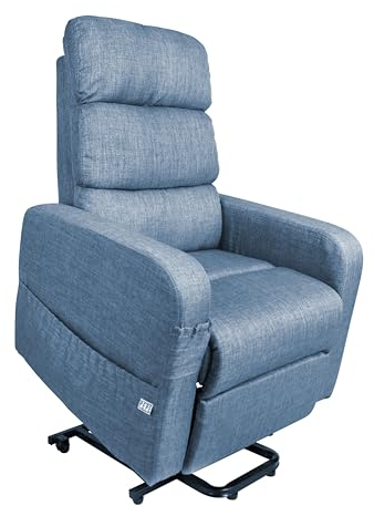 PEPE Mobility Fernsehsessel mit Aufstehhilfe Elektrisch (Leinengewebe), Relaxsessel mit Liegefunktion, Seniorensessel für Wohnzimmer, TV Sessel mit Liegefunktion bis 130°, Blau