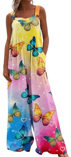 Vasreyy Jumpsuit Festlich Damen Elegant Sommer Kurz Overall Grün Latzhosen Für Kurzer Eng Mit Ärmel Hosenanzüge Jumpsuits(XXL,Gelb)