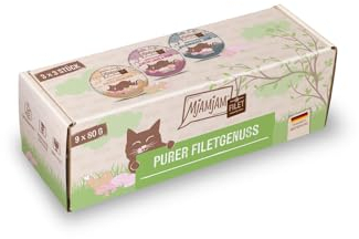 MjAMjAM - Premium Nassfutter für Katzen - Purer Filetgenuss Mixpaket, 9er Pack (9 x 80g), getreidefrei mit extra viel Fleisch
