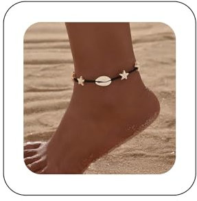 Cimenexe Bracelet De Cheville Étoile En Coquillage De Bohème Bracelet De Cheville En Coquillage De Cauris Bracelet De Cheville En Perles De Corde Noire Bracelet De Cheville En Cire Noire Réglable