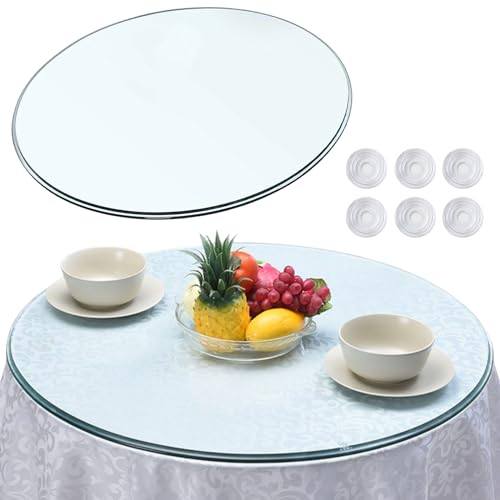 SAGIDAR Tablero Superficie Redonda De Mesa, Tablero De Vidrio Templado Transparente, Cristales A Medida para Mesa De Centro, Seguro E Inastillable, 45cm 50cm 58cm 70cm, Vidrio Templado(350mm)