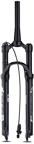 NADYE 26 27.5 29 Pouces VTT Fourche à Suspension pneumatique Voyage 100mm 1-1/2 Tube Conique AM ultraléger VTT Fourche Avant Frein à Disque (Black 26)