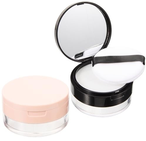 Mikinona 2pcs Loose Powder Translucent Containers Plastic Travel Makeup Powder Puff Box