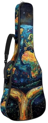 Art Holding Earth in Hands Akustikgitarrentasche mit verstellbarem Schultergurt, Gitarrentasche mit Rückenaufhänger, geeignet für E-Gitarren, Bassgitarren, klassische Gitarren, Ukulele, Kunst hält